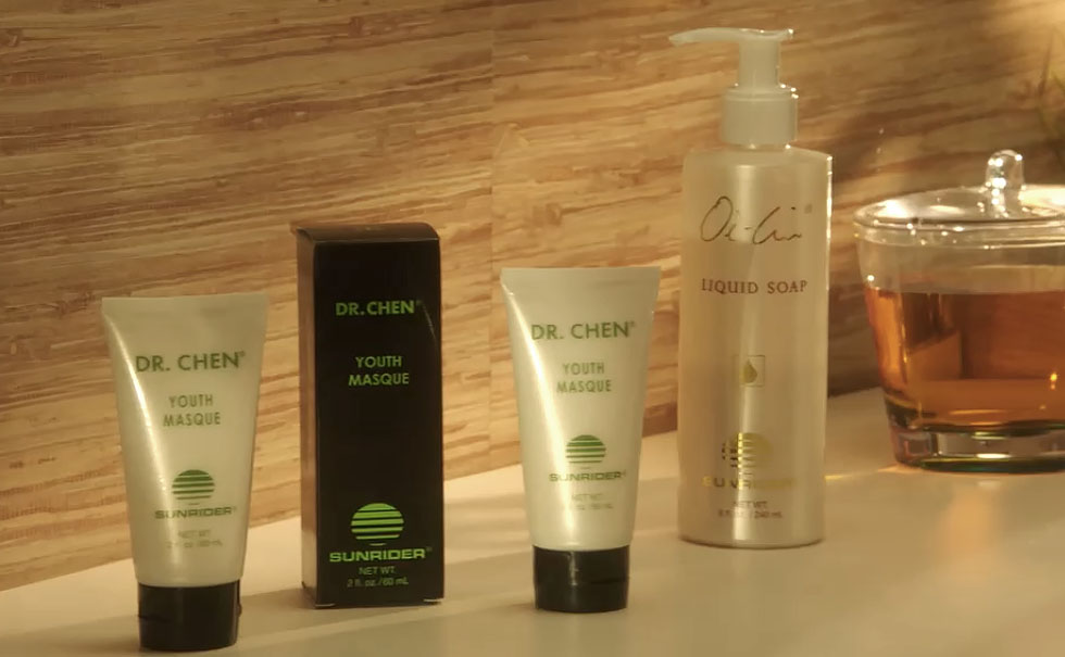 Row of Dr. Chen bottles of skincare products as part of Beauty Product Photography shoot with Product Pop