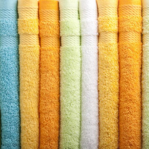 Colorful towels lined up as part of Home Goods Product Photography shoot from Product Pop